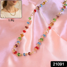 Multicolour Crystal Beaded Necklace with Gold - Tone Links (1Pc) - justgrabit.in | Just Grab It
