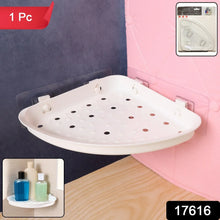 Self - Adhesive Corner Bathroom Shelf with Fast - Drain Holes (1 Pc) - justgrabit.in | Just Grab It