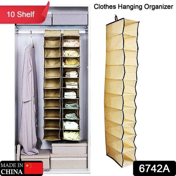 10 Tier Multipurpose Storage Rack, Foldable, Collapsible Fabric Wardrobe Organiser for Clothes - justgrabit.in | Just Grab It