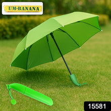 Green Stylish Banana Shaped Mini Foldable Umbrella - justgrabit.in | Just Grab It
