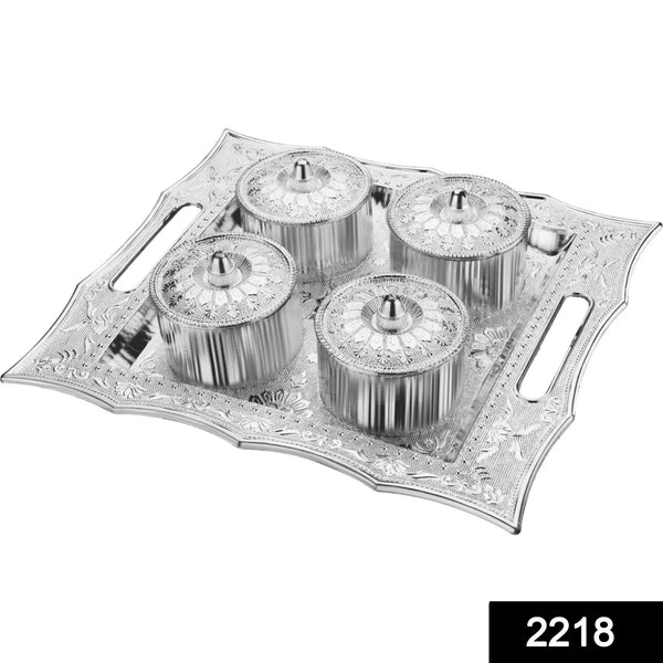 Dry Fruit Air Tight Bowls Tray with Lids 4 Section Snacks Mukhvas Dani - Justgrabit Inc.