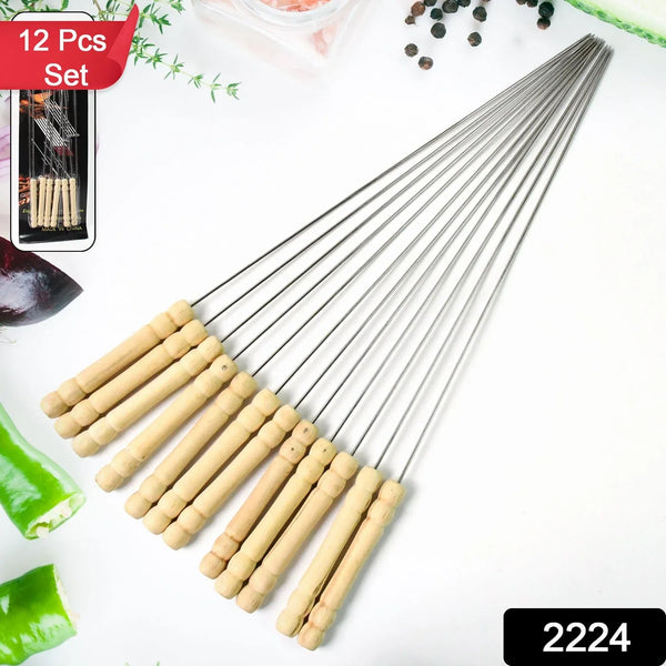 BBQ Tandoor Skewers Grill Sticks for Barbecue (Pack of 12) - Justgrabit Inc.