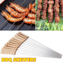 Barbecue Skewers for BBQ Tandoor and Gril with Wooden Handle - Pack of 12 - Justgrabit Inc.