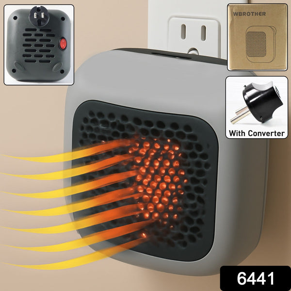 600W Wall - Mounted Plug - In Room Heater (1 Pc / With Conveter) - justgrabit.in | Just Grab It