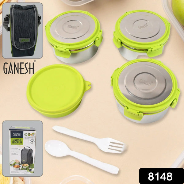 Stainless Steel Tiffin Lunch Box Container / Dabba with 4 Side Clip Lock Lid for Office & School Use/ Food Grade / Air Tight / Easy to Carry / Leak Proof - Justgrabit Inc.