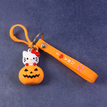 Cute Cartoon Cat & Pumpkin Theme Silicone Keychain (1 Pc) - justgrabit.in | Just Grab It