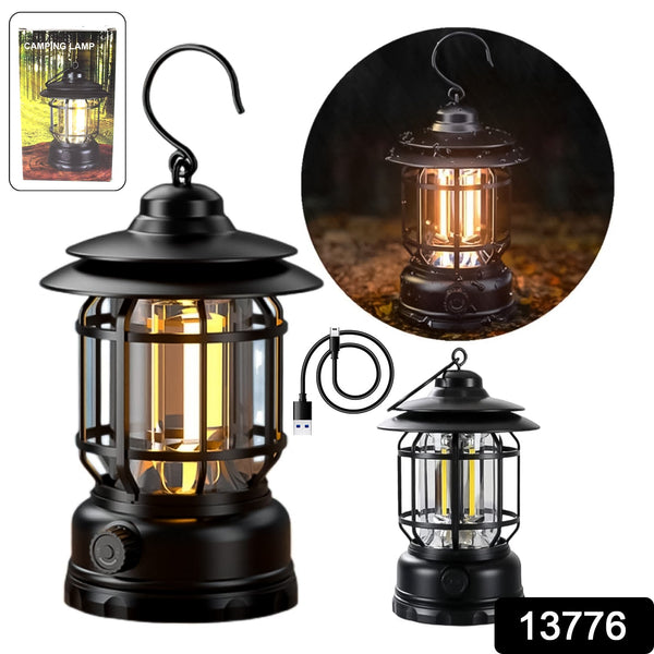 LED Camping Lante Light Retro Style Lighting Battery Type - c Rechargeable (1 Pc) - justgrabit.in | Just Grab It