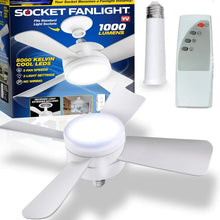 Original Cool LED Socket Fan Light – Ceiling Fan Replacement, 1000 Lumens/5000K, Remote Controlled (Remote Battery Not Included) - Justgrabit Inc.