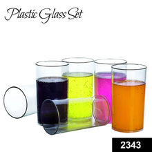 Heavy unbreakable Stylish Plastic Clear look fully Transparent Glasses Set 330ml (6pcs) - Justgrabit Inc.