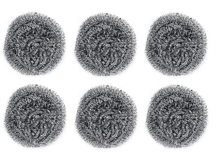Round Shape Stainless Steel Scrubber (Pack of 6) - Justgrabit Inc.