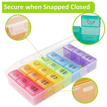 Pill Box 7 Day Weekly Medicine Organizer Daily Planner Portable Travel Container Holder for Vitamin and Supplement Moisture - Proof Compartments Case for Pocket Purse Easy to Use BPA Free (21 Grid) - Justgrabit Inc.