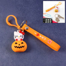 Cute Cartoon Cat & Pumpkin Theme Silicone Keychain (1 Pc) - justgrabit.in | Just Grab It