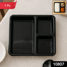 Plastic Multi - Compartment Meal Serving Tray – 3 - Section Rectangular Dining Plate (1 Pc / Black) - justgrabit.in | Just Grab It