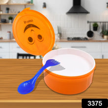 Smily Plastic lunch box, Small Box With 2in1 Spoon pack of 1 - justgrabit.in | Just Grab It
