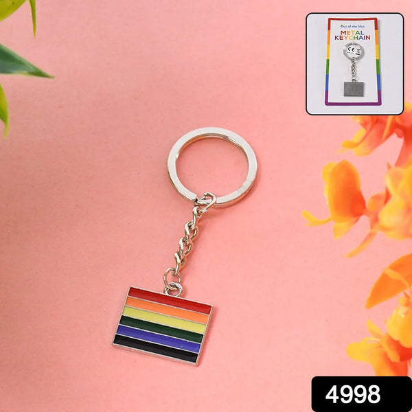 Rainbow Design Metal Keyring Key Chain (1 Pc Mix Design) - justgrabit.in | Just Grab It