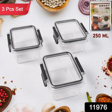 Kitchen Storage Container with Air Seal Lock Lid (3 Piece Set / 250 ML) - Justgrabit Inc.