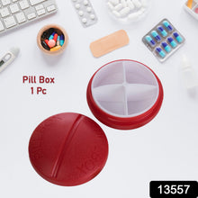 Portable Round Shape 4 Compartments Pill Box (1 Pc) - justgrabit.in | Just Grab It