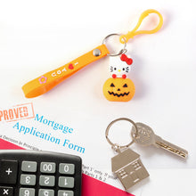 Cute Cartoon Cat & Pumpkin Theme Silicone Keychain (1 Pc) - justgrabit.in | Just Grab It