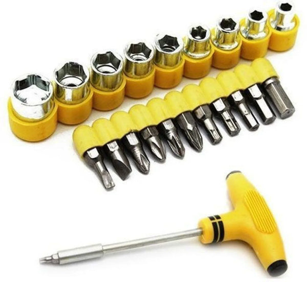 24pcs T shape screwdriver set Batch Head Ratchet Pawl Socket Spanner hand tools - Justgrabit Inc.