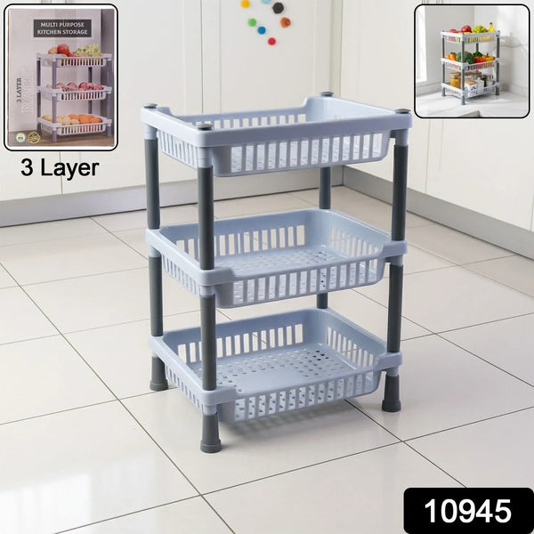 3-Layer Multipurpose Kitchen Storage Basket Rack - Justgrabit Inc.