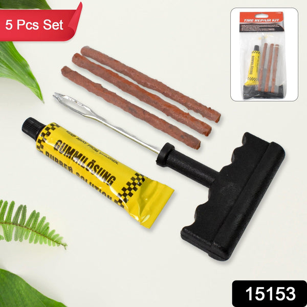 Tyre Puncture Repair Kit with 3 Seal Strips (5 Pcs Set) - justgrabit.in | Just Grab It