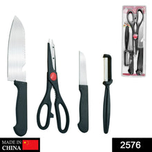 Stainless Kitchen Tool Set (Butcher Knife, Standard Knife, Peeler and Kitchen Scissor) - 4 Pcs - Justgrabit Inc.