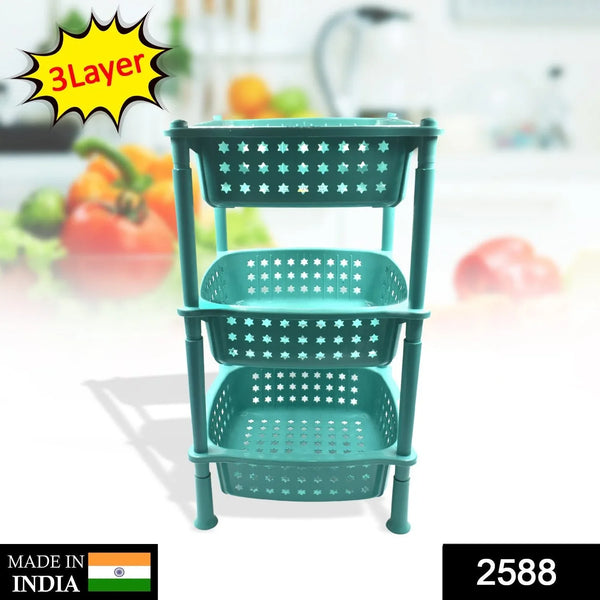 3 layer round Kitchen Trolley Basket ( MOQ : - 6 Pc) - Justgrabit Inc.