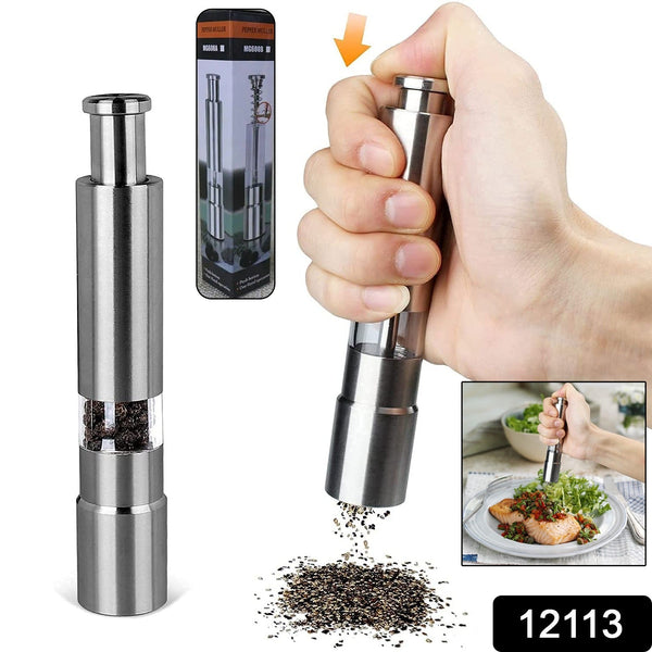 Stainless Steel Thumb Presser Salt and Pepper Grinder (1 Pc) - justgrabit.in | Just Grab It