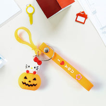 Cute Cartoon Cat & Pumpkin Theme Silicone Keychain (1 Pc) - justgrabit.in | Just Grab It