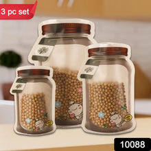 Plastic Transparent Jar Shaped Pouch With Zipper (3 Pcs Set) - Justgrabit Inc.