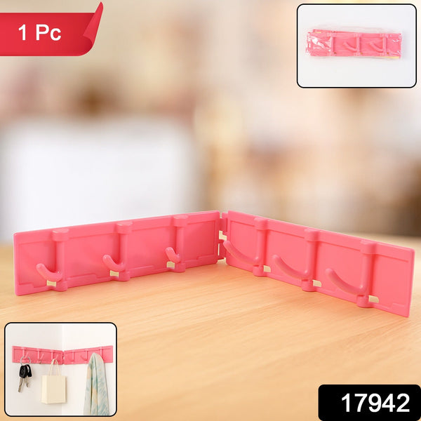 Foldable Rotating Wall - Mounted Multipurpose 6 Hook Rack (1 Pc) - justgrabit.in | Just Grab It