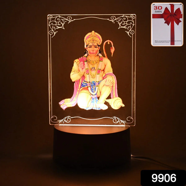 Beautiful 3D Lord Hanuman Frame with soft white light (1 Pc) - Justgrabit Inc.