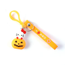 Cute Cartoon Cat & Pumpkin Theme Silicone Keychain (1 Pc) - justgrabit.in | Just Grab It
