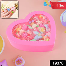 Adorable Playful Decorative Rings Children In Heart Shaped Storage Box (35 Pcs Aprpox - justgrabit.in | Just Grab It