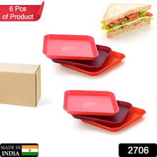 Square Plastic Dinner Plate Set (Set of 6 Pcs) Colorful Snacks / Breakfast Plate (Set of 6 Pcs) - justgrabit.in | Just Grab It