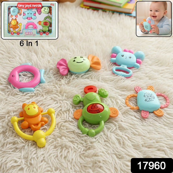 Play Cart Tiny Joys Rattle Toy Set – 6 - in - 1 Baby Rattles - justgrabit.in | Just Grab It