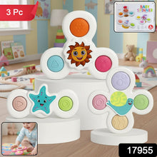 White Baby Spinner Toy Set – Sensory Suction Spin Toys (3 Pc Set) - justgrabit.in | Just Grab It