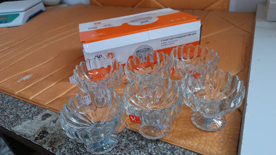 Glass Ice Cream Bowls Glass Dessert Cups for Sundae (6 pcs / 120ml) - justgrabit.in | Just Grab It