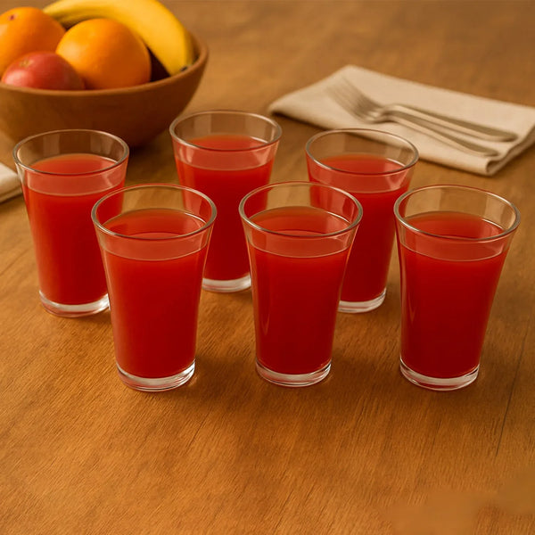 Plastic Drinking Glass Juice Glass Water Glass Set of 6 Transparent Glass - Justgrabit Inc.