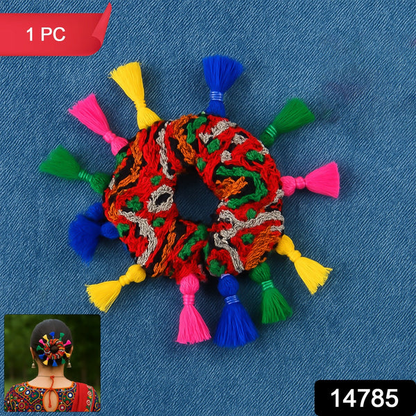 Traditional Multicolor Navratri Hair Bun (1 Pc) - justgrabit.in | Just Grab It