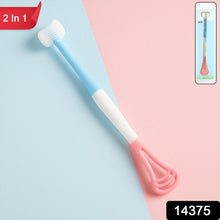 2 - in - 1 Baby Tongue Cleaner and Oral Massager Stick with Soft Silicone Brush Head - justgrabit.in | Just Grab It