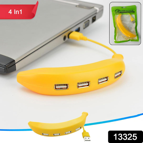 Banana Shape USB Hub, 2.0 Hub USB Splitter, 4 - Port USB Hub (1 Pc) - justgrabit.in | Just Grab It
