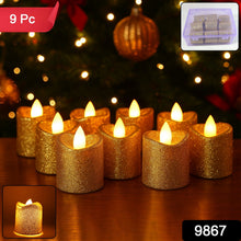Christmas Premium Glitter LED Tealight Candles (9 Pc Set) - justgrabit.in | Just Grab It