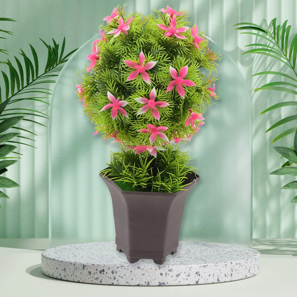 Wild Artificial Flower Plant with Cute Pot – Home Office Tabletop Decor, Indoor Balcony Decoration (1 Pc) - Justgrabit Inc.