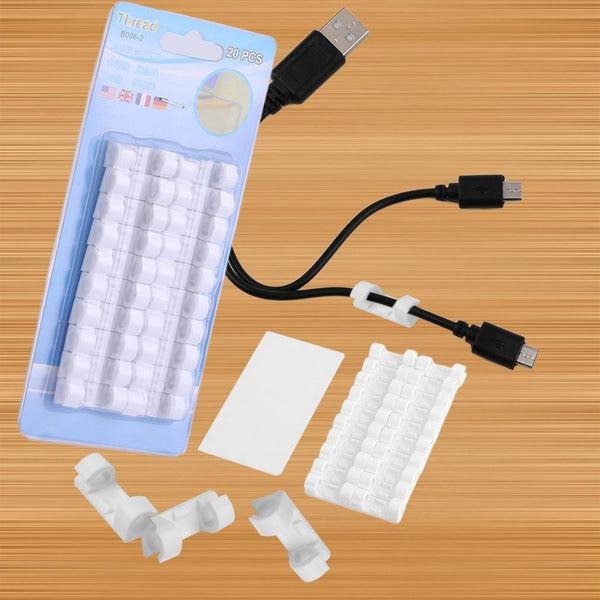 Self - Adhesive Cable Clips – Round Plastic Wire Holder for Cord Management (Pack of 20) - justgrabit.in | Just Grab It