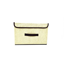 Foldable Storage Box with Lid and Handles Cotton Linen Organizer for Nursery - justgrabit.in | Just Grab It