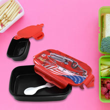 Beautiful Car Design Printed Plastic Lunch Box With Inside Small Box & Spoon for Kids, Air Tight Lunch Tiffin Box for Girls Boys, Food Container, Specially Designed for School Going Boys and Girls - justgrabit.in | Just Grab It