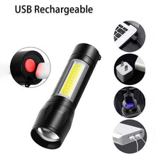 LED USB Rechargeable Mini Flashlight – Ultra - Bright Zoom & COB Side Lantern, Tactical Emergency Light - Justgrabit Inc.