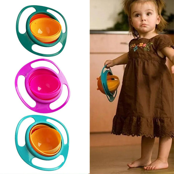 Portable Non Spill Feeding Toddler Gyro Bowl 360 Degree Rotating Dish - Justgrabit Inc.