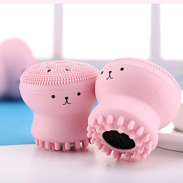 Facial Cleansing Brushes, Cute Octopus Shape Silicone Face Scrubber Massager Skincare Tool (1PC) - justgrabit.in | Just Grab It